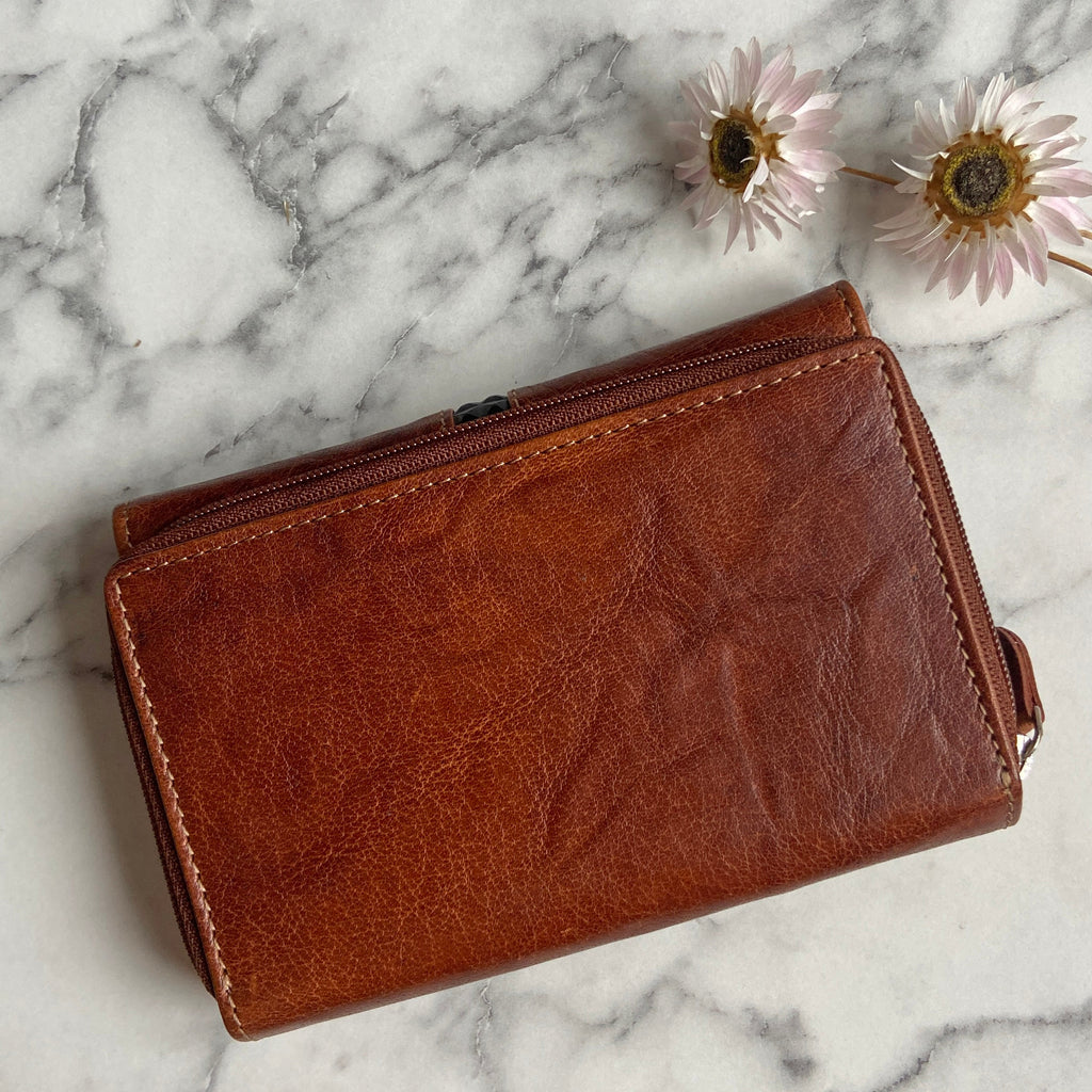 Rowallan Medium Cognac Leather Purse - RFID Secure