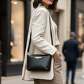 Vegetable Tanned Black Leather Cross Body Bag or Clutch Bag