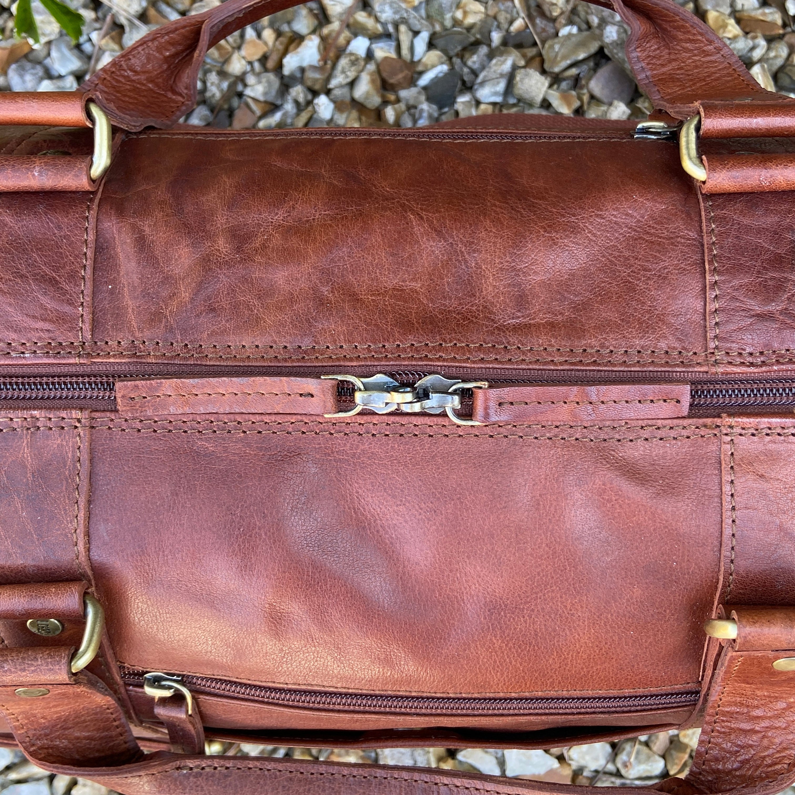 Luxury Tan Buffalo Leather Travel Bag, Holdall, Gym Bag