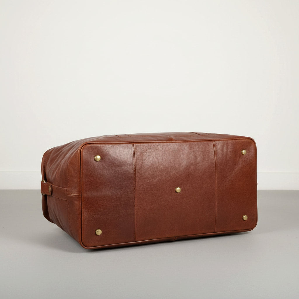 Luxury Tan Buffalo Leather Travel Bag, Holdall, Gym Bag