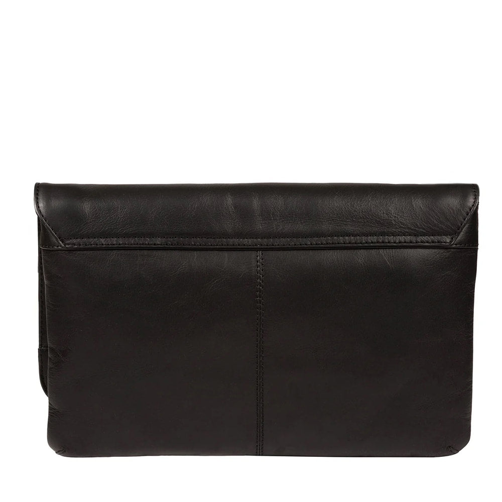 Large Black Leather Clutch Bag