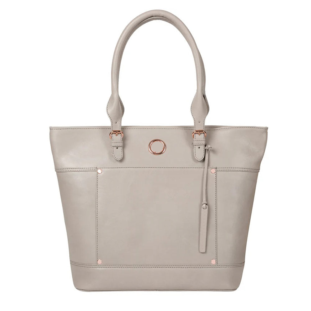 Large Grey Leather Shoulder Bag, Tote Bag