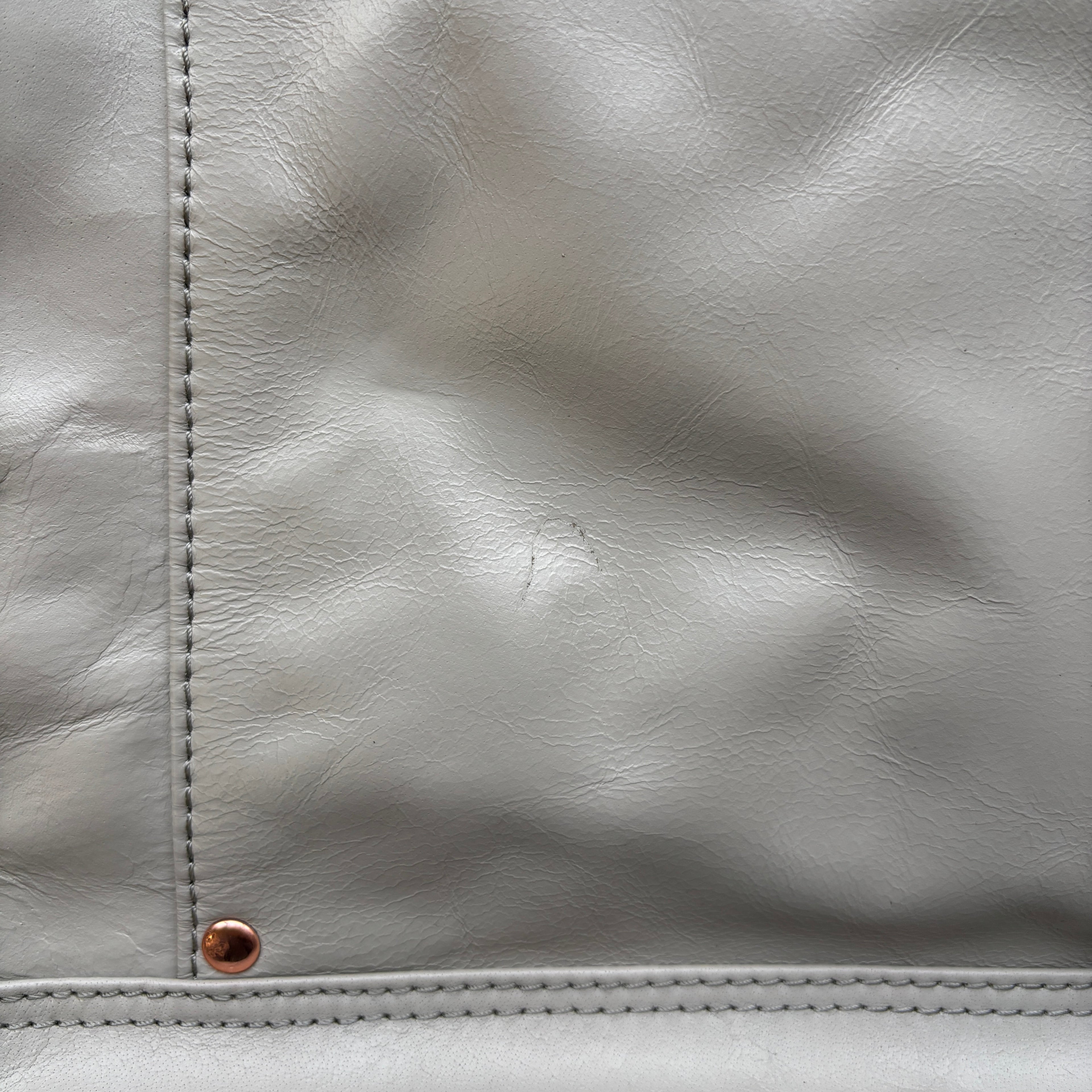 Large Grey Leather Shoulder Bag, Tote Bag