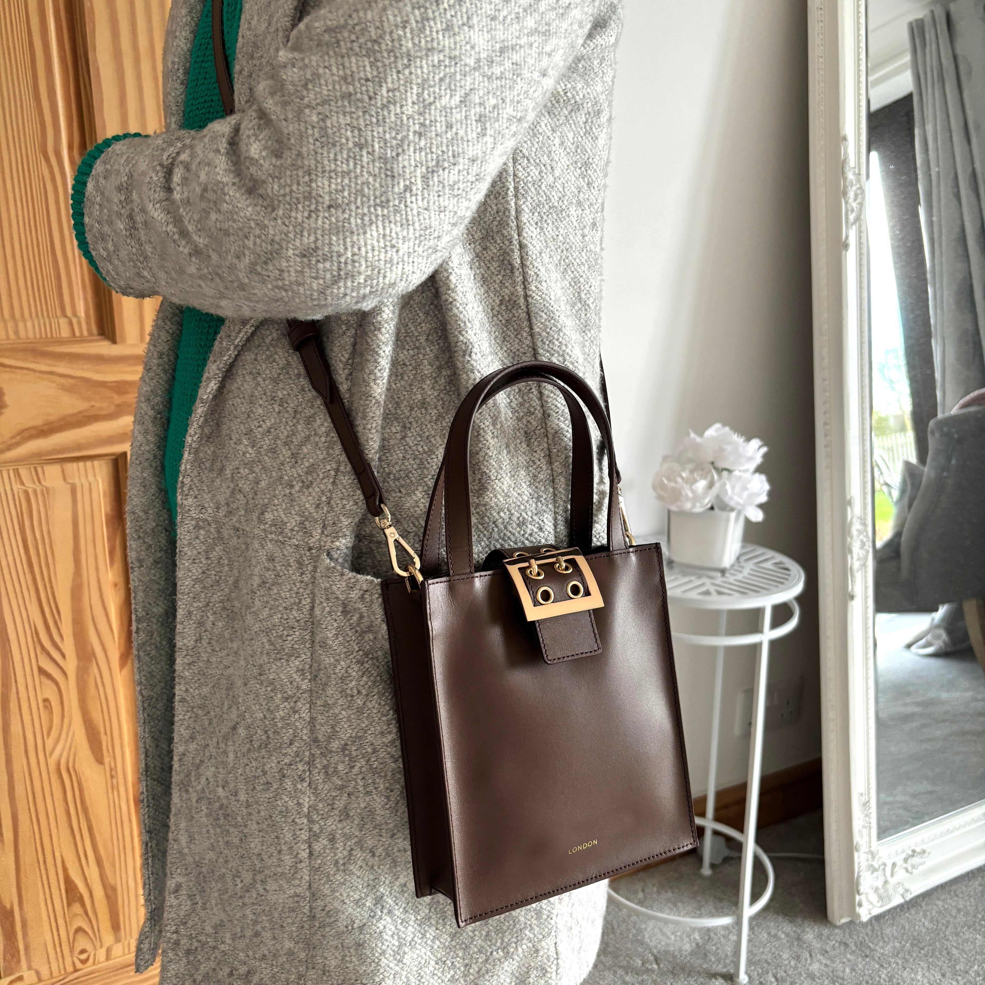 Small Brown Leather Shoulder Bag, Cross Body Bag, Handbag
