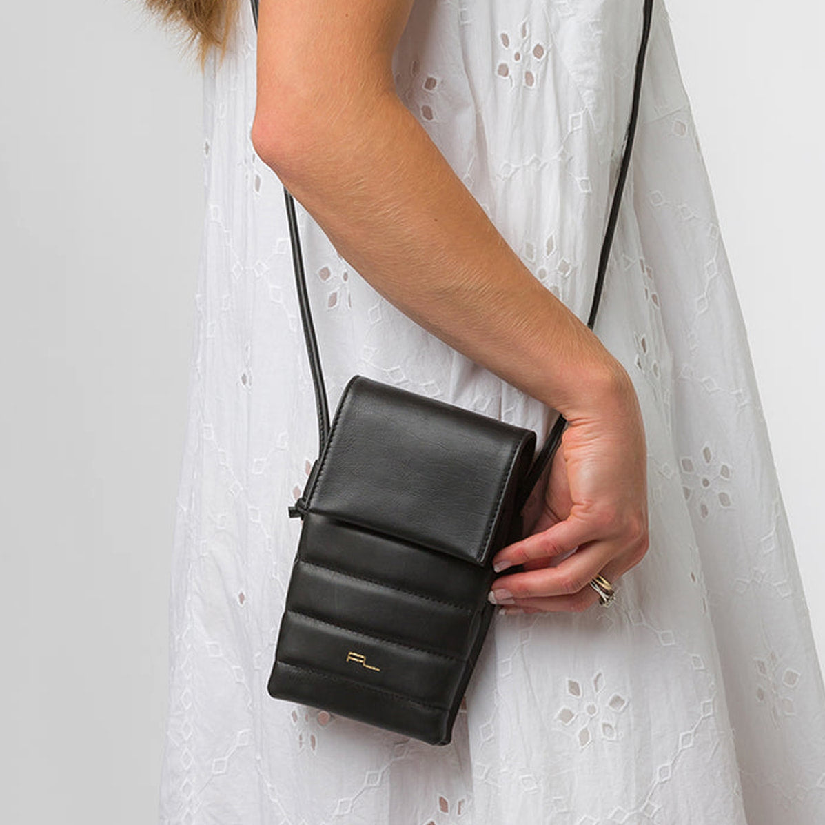 Small Black Leather Shoulder Bag, Cross Body Bag, Phone Bag, Travel Bag