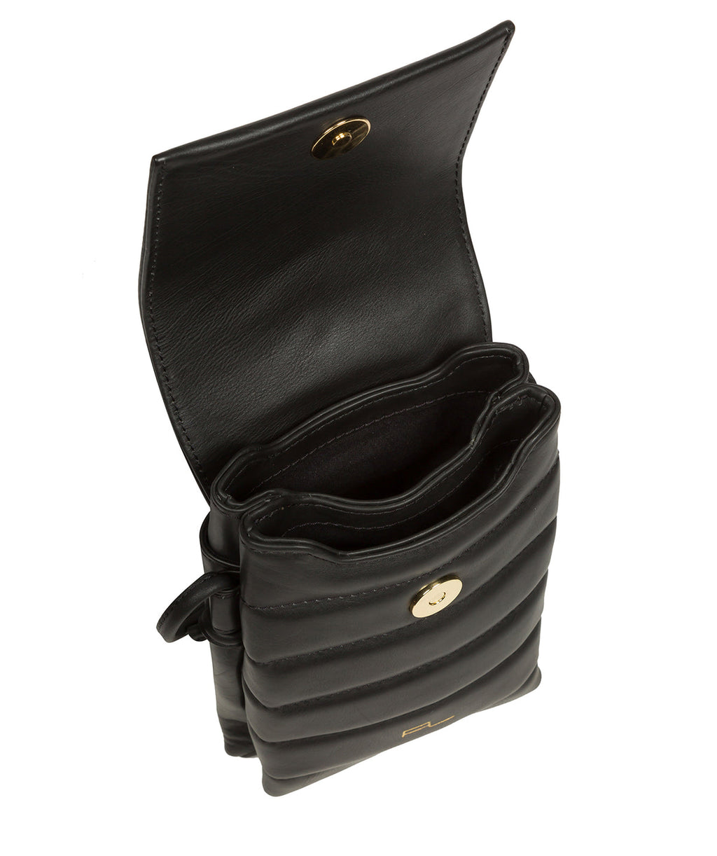 Small Black Leather Shoulder Bag, Cross Body Bag, Phone Bag, Travel Bag