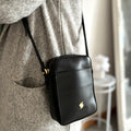 Small Black Leather Shoulder Bag, Cross Body Bag, Phone Bag