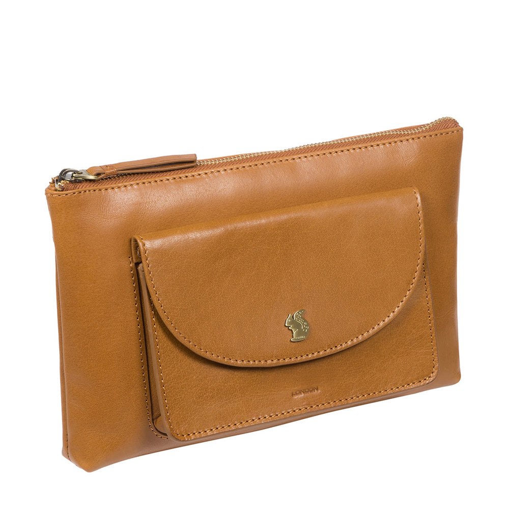 Large Tan Leather Clutch Bag