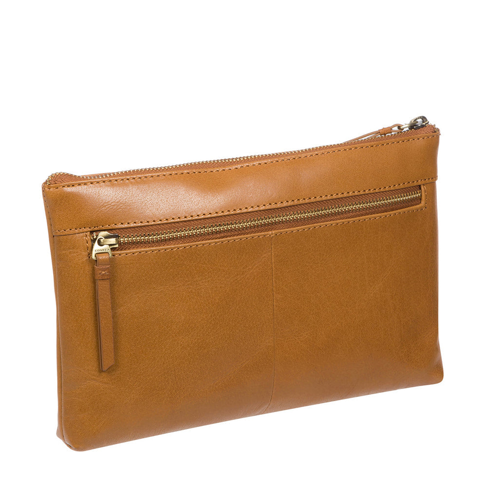Large Tan Leather Clutch Bag