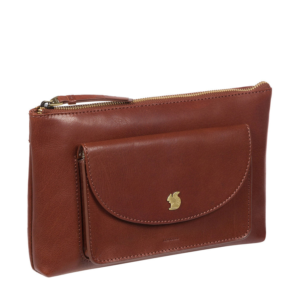 Large Brown Leather Clutch Bag