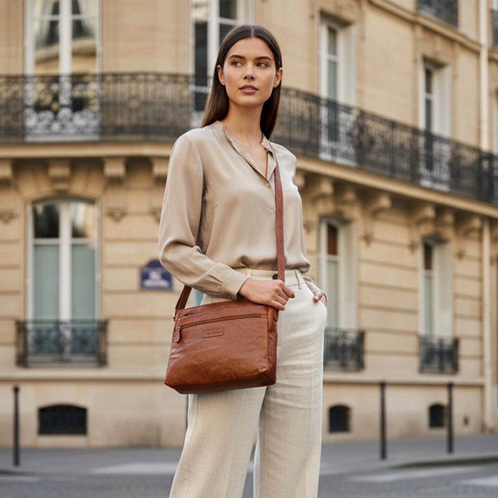 Large Rowallan Tan Leather Shoulder Bag, Cross Body Bag, Travel Bag