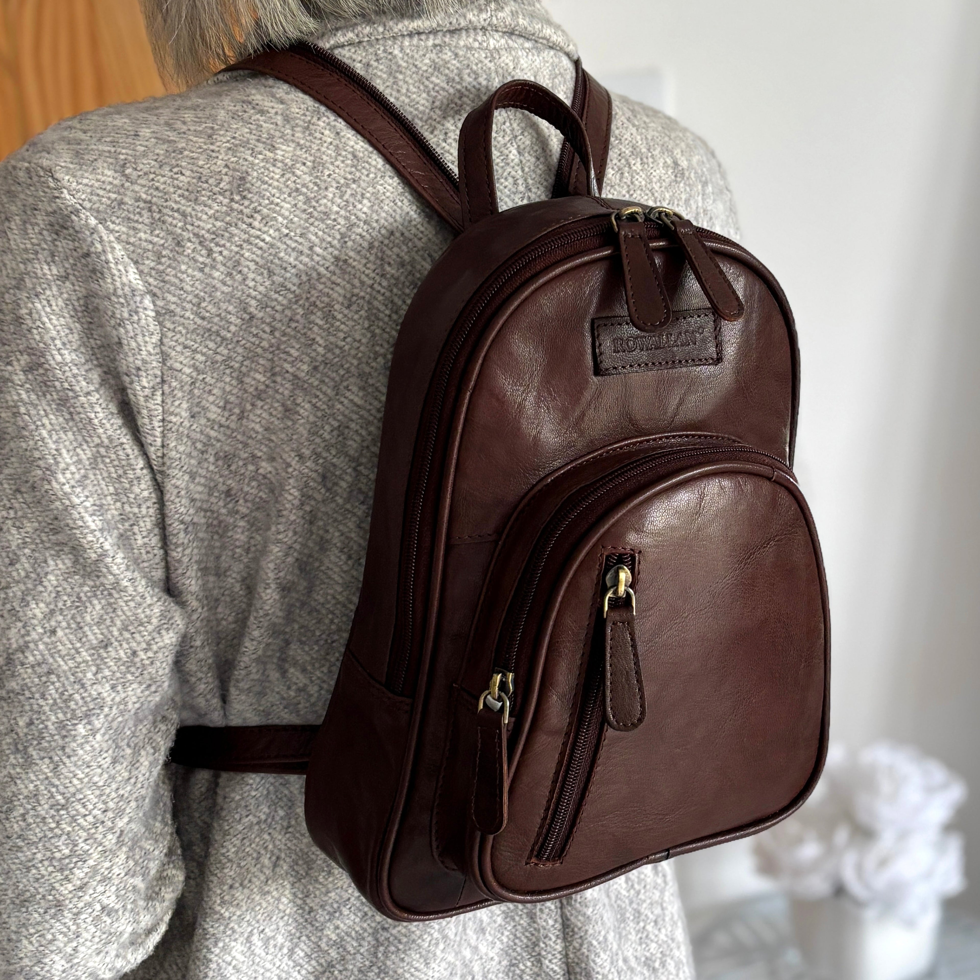 Rowallan Women's Brown Leather Backpack