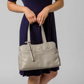 Grey Leather Handbag, Shoulder Bag, Tote Bag