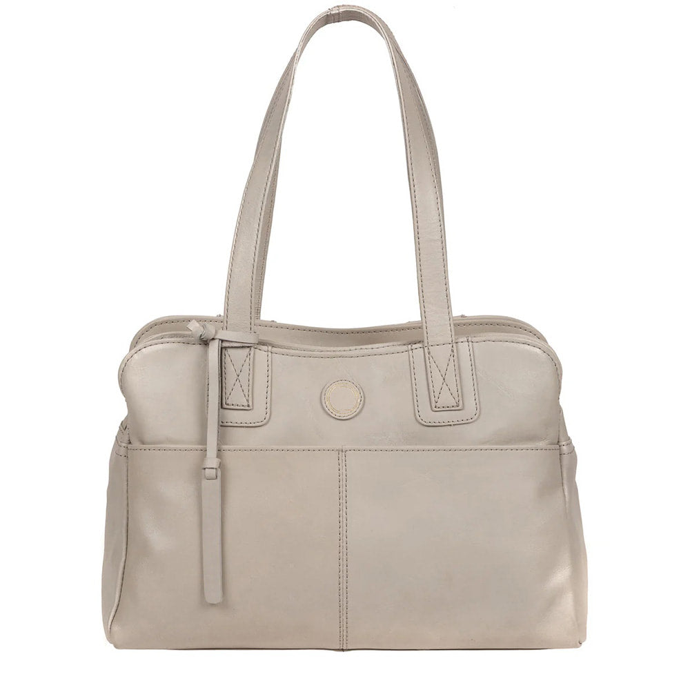 Grey Leather Handbag, Shoulder Bag, Tote Bag