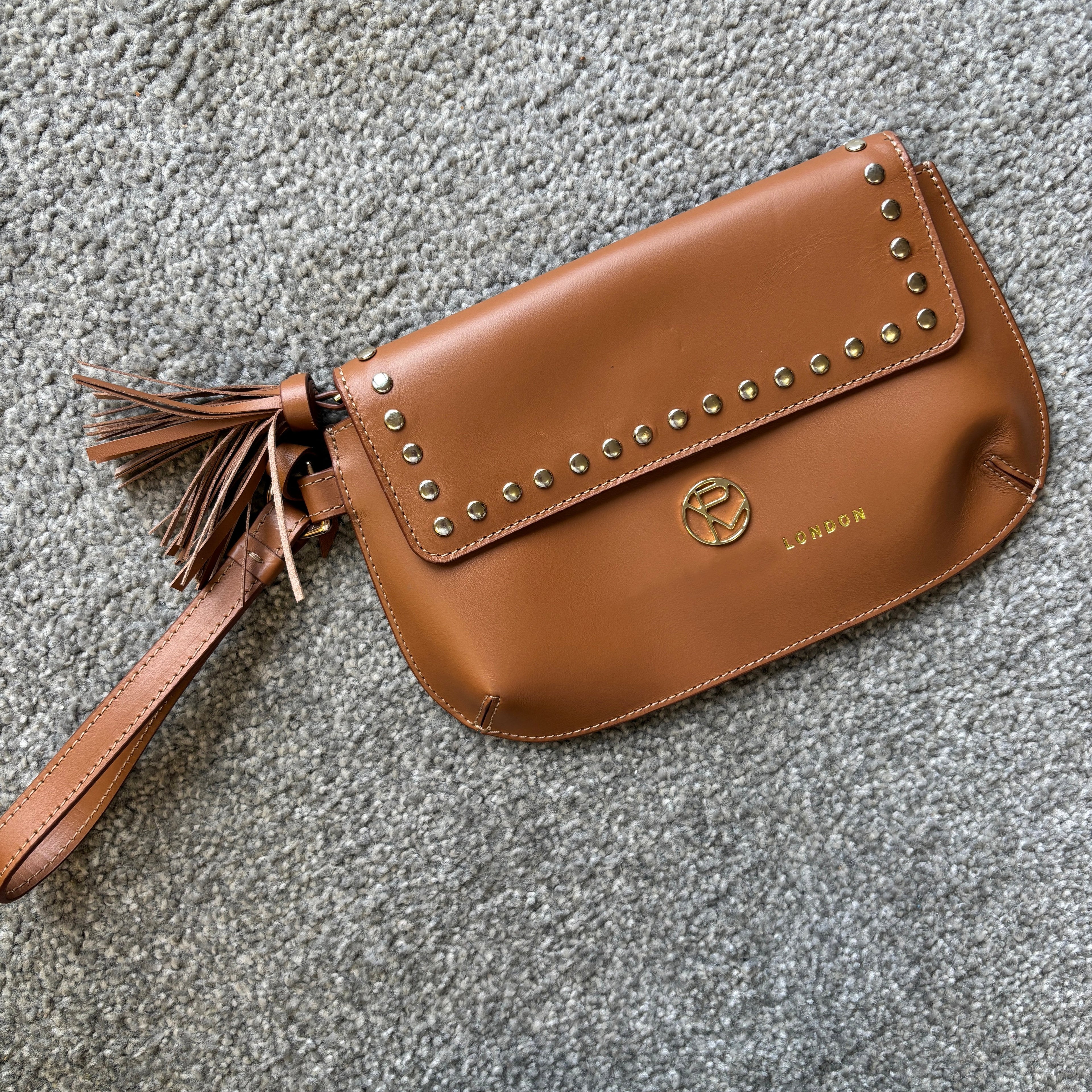 Small Tan Leather Clutch Bag