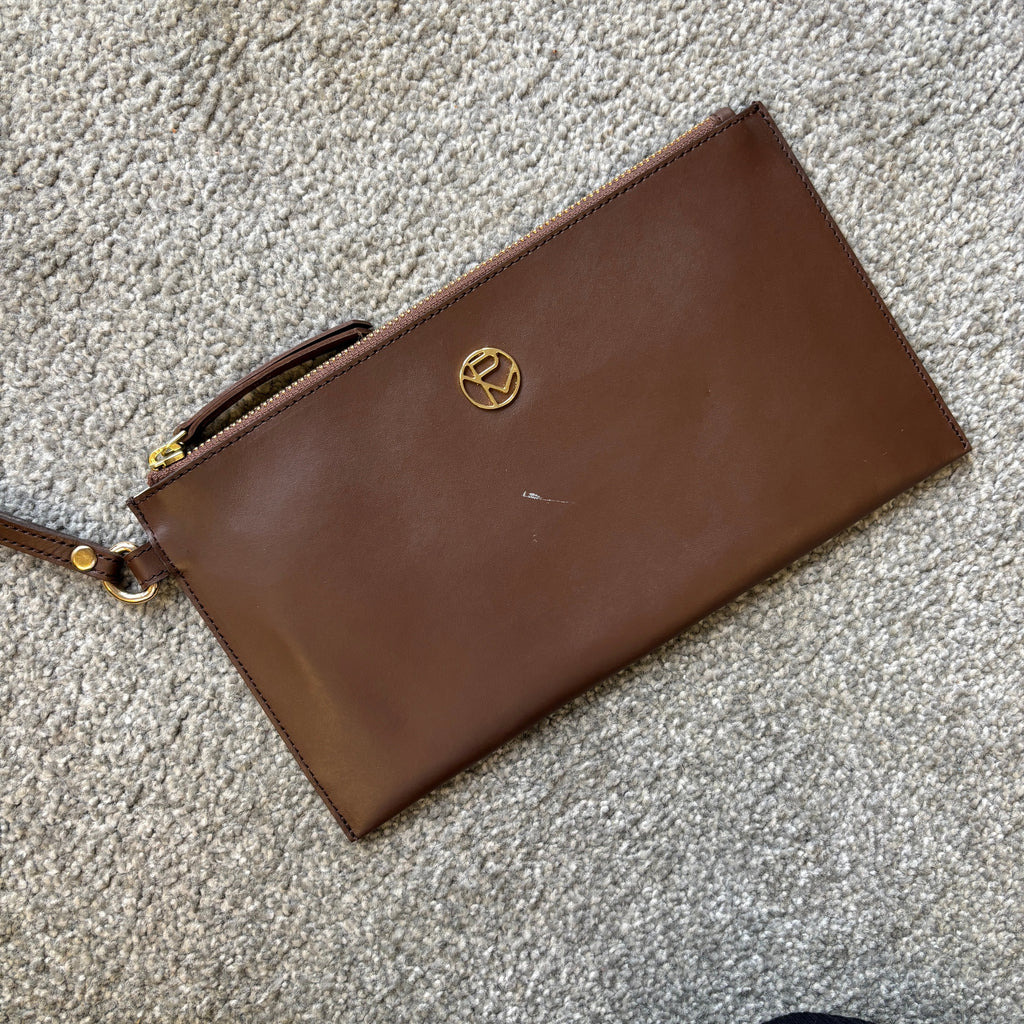 Brown Leather Clutch Bag