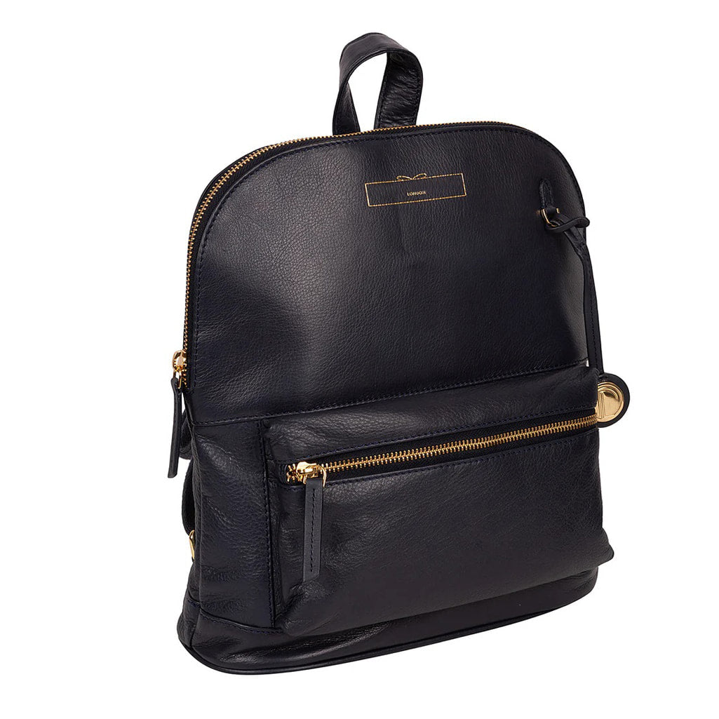 Women's Navy Leather Backpack