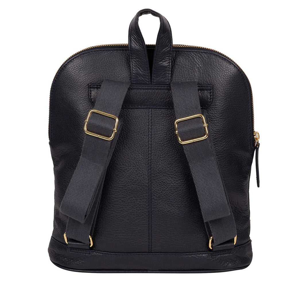 Women's Navy Leather Backpack