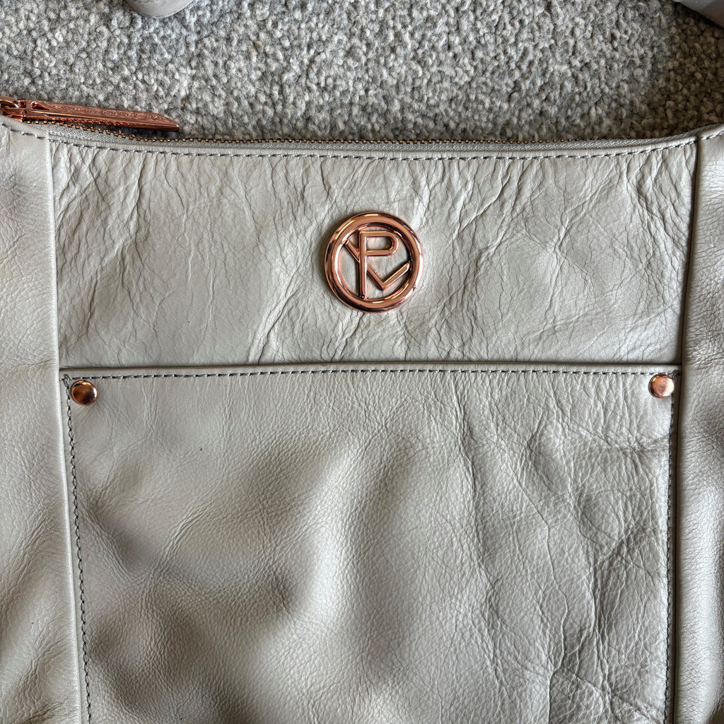 Grey Leather Cross Body Bag