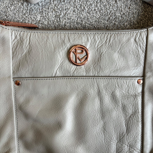 Grey Leather Cross Body Bag