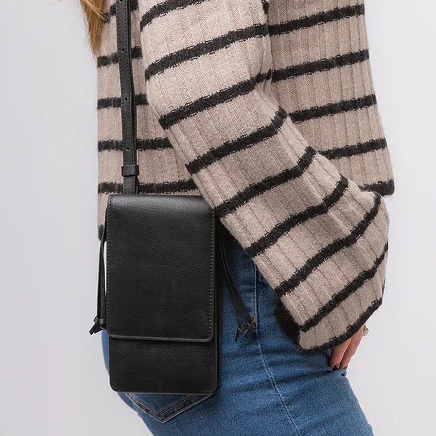 Small Black Leather Shoulder Bag, Cross Body Bag, Travel Bag