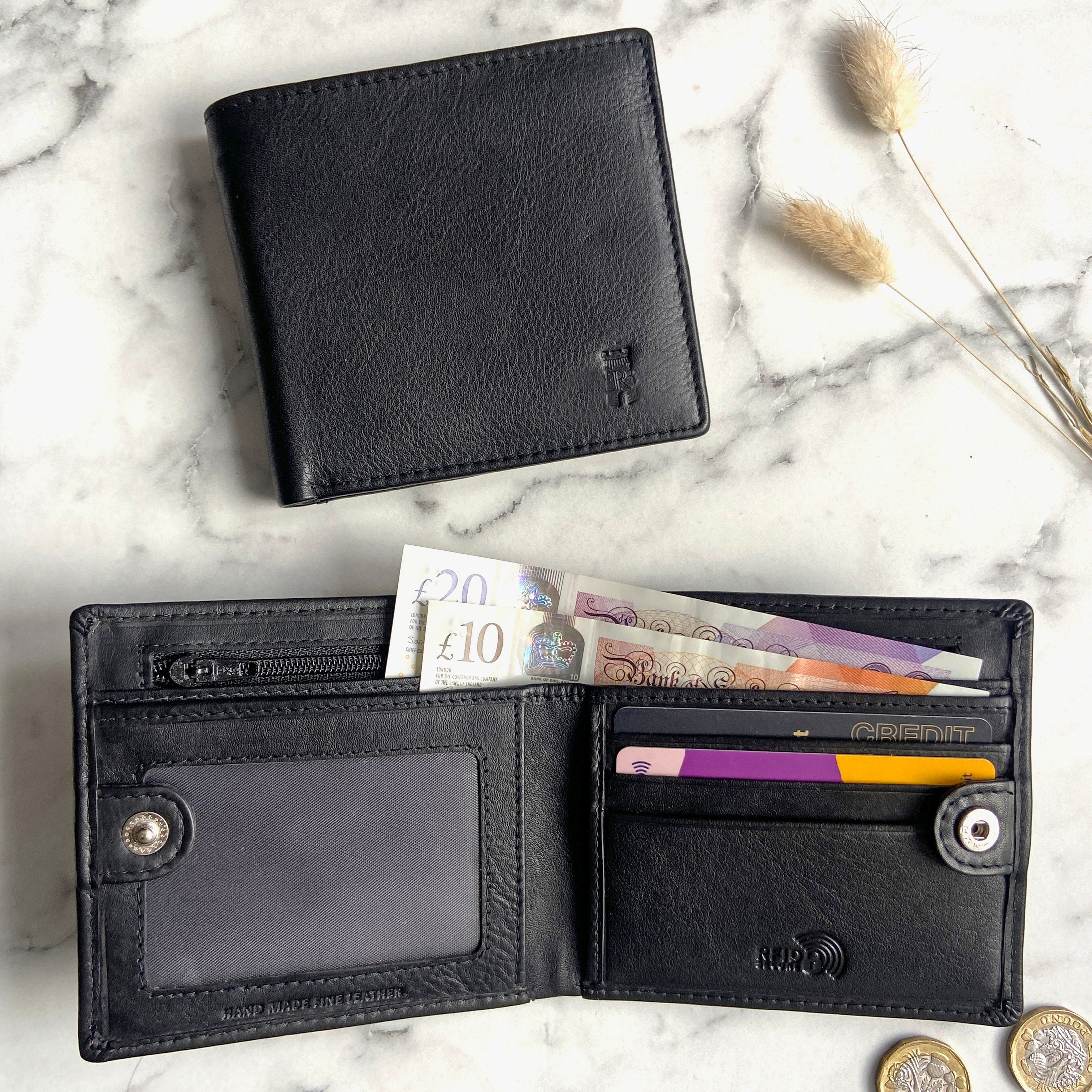RFID Secure Black Leather Wallet