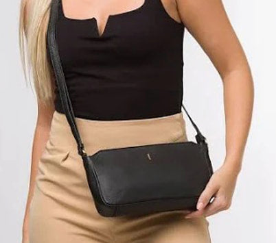 Small Black Leather Shoulder Bag, Clutch Bag