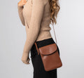Small Tan Leather Shoulder Bag, Cross Body Bag, Travel Bag, Medicine Bag