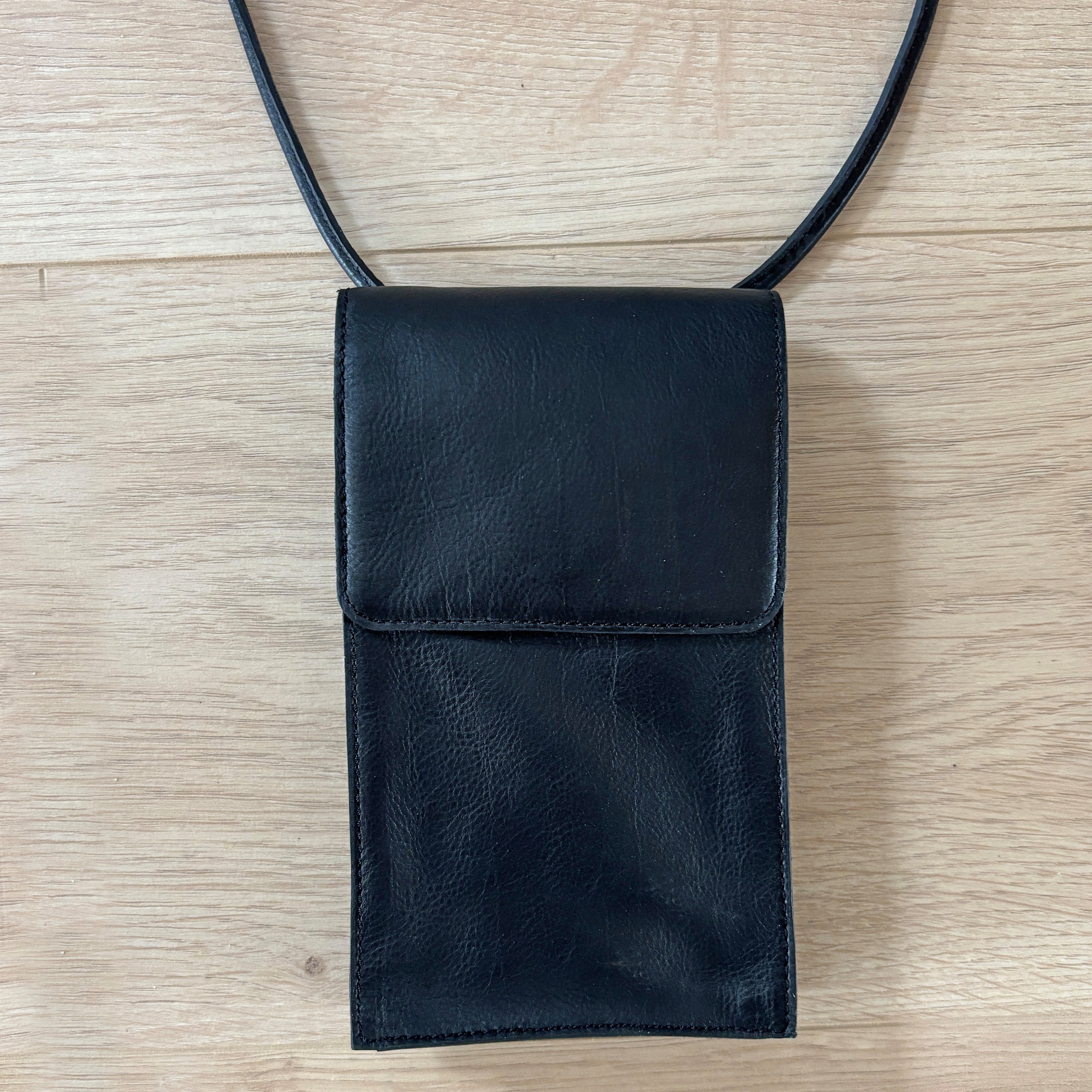 Small Black Leather Travel Bag, Purse, Medicine Bag
