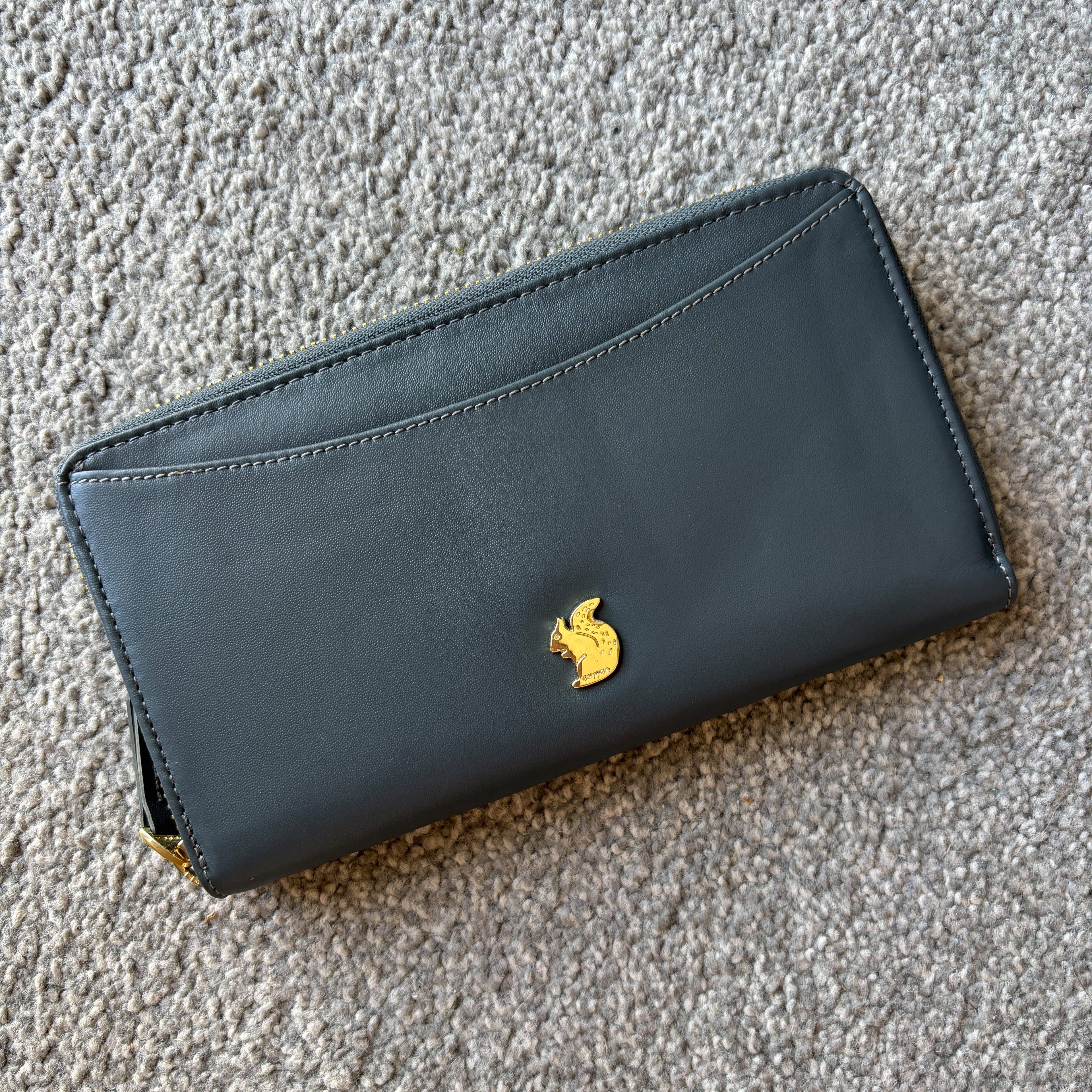 Women's Dark Grey Slate Leather Purse