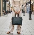 Rowallan Large Green Leather Business Bag, Tote Bag
