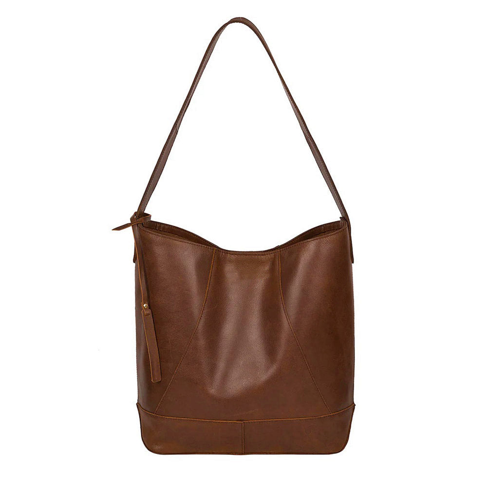 Large Chestnut Brown Leather Eco Shoulder Bag, Tote Bag