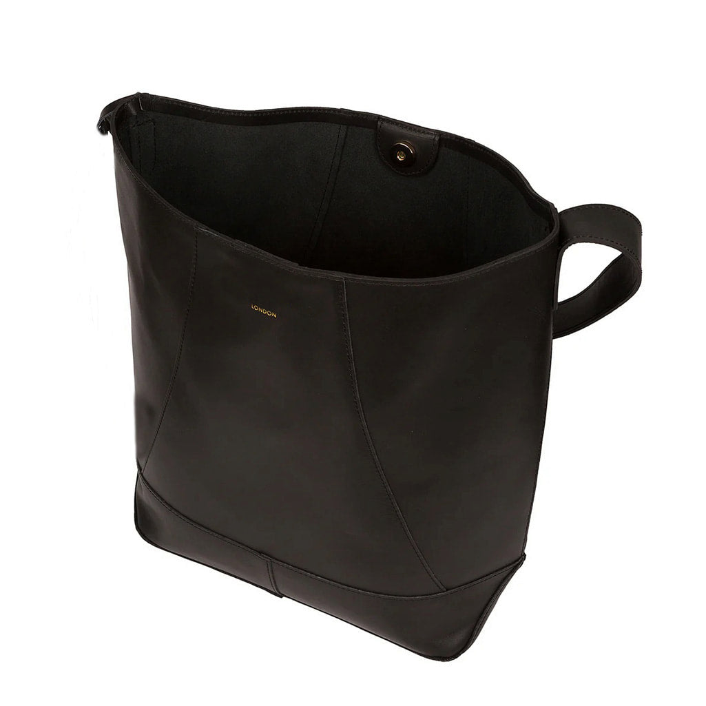 Large Black Leather Eco Shoulder Bag, Tote Bag