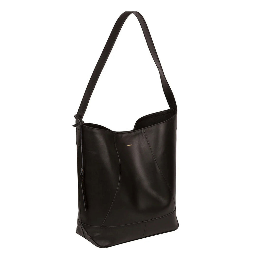 Large Black Leather Eco Shoulder Bag, Tote Bag