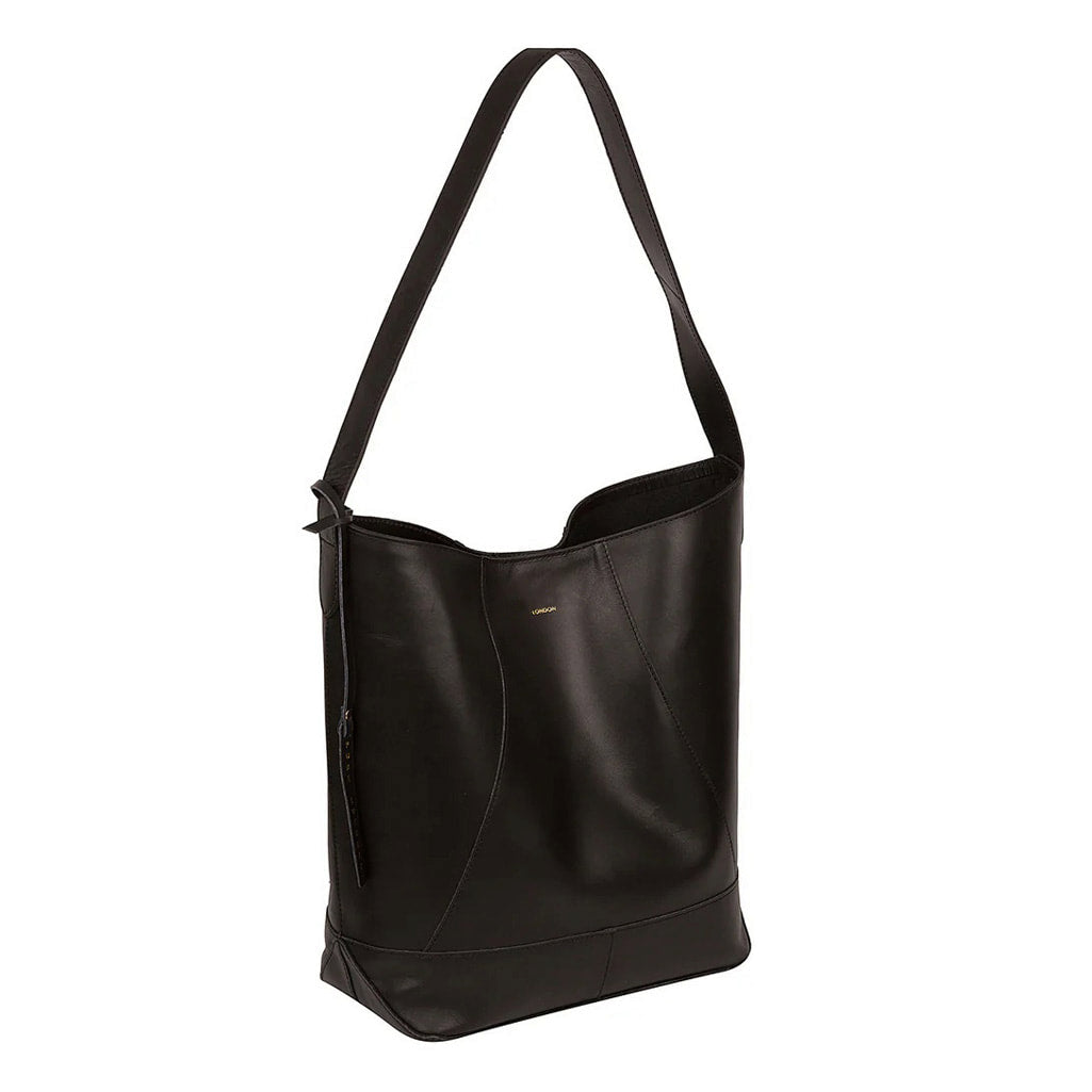 Large Black Leather Eco Shoulder Bag, Tote Bag
