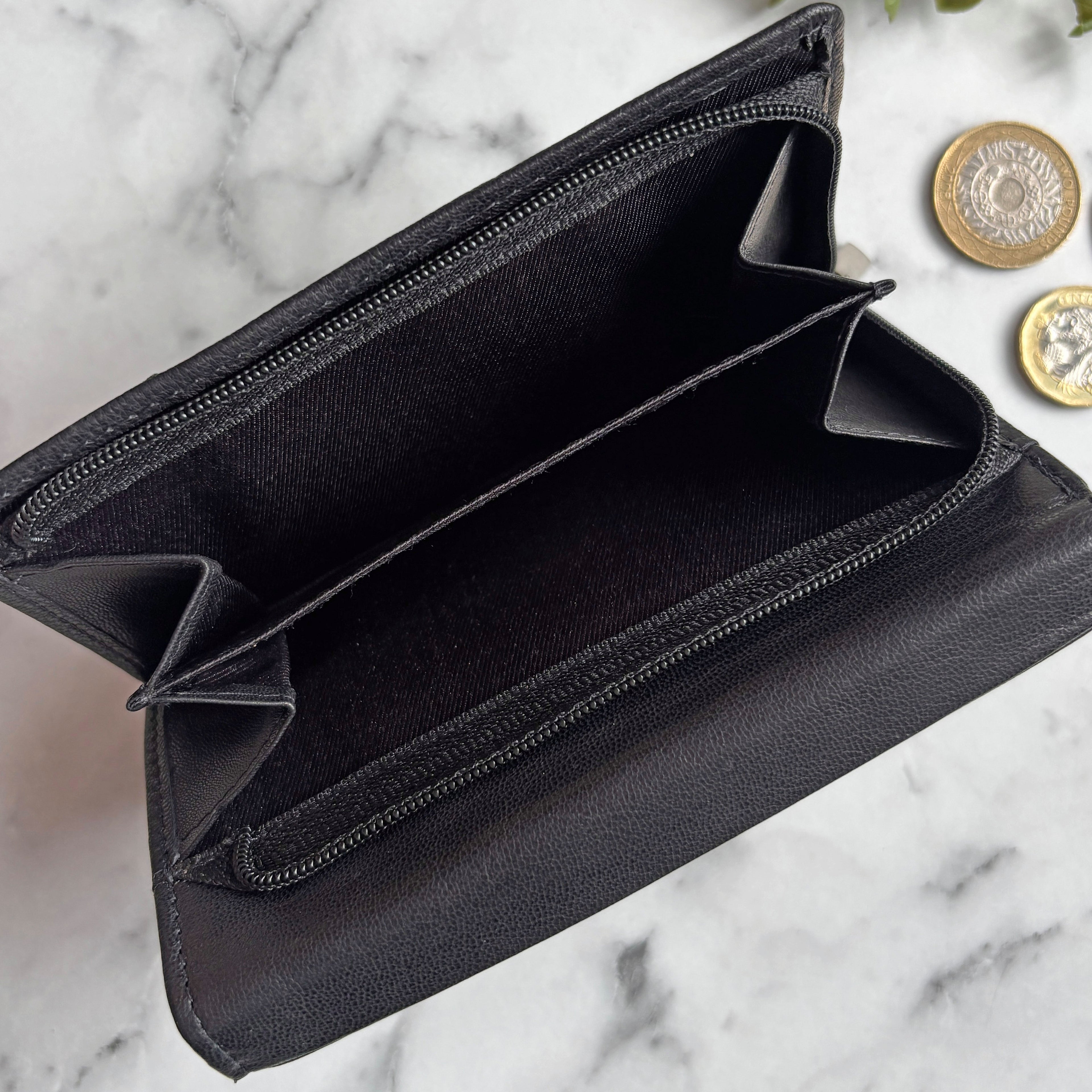 Rowallan Black Leather Purse - RFID Secure
