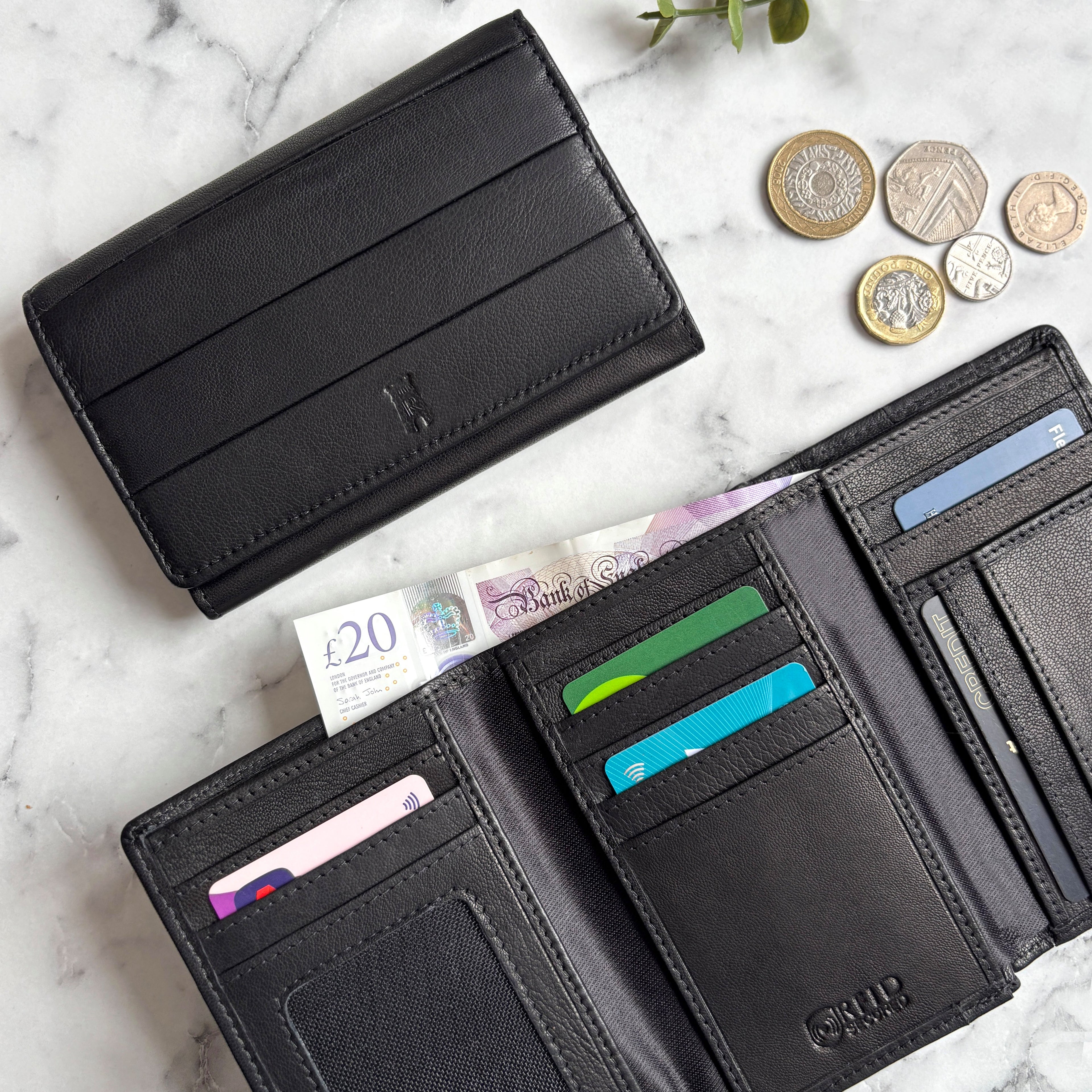 Rowallan Black Leather Purse - RFID Secure