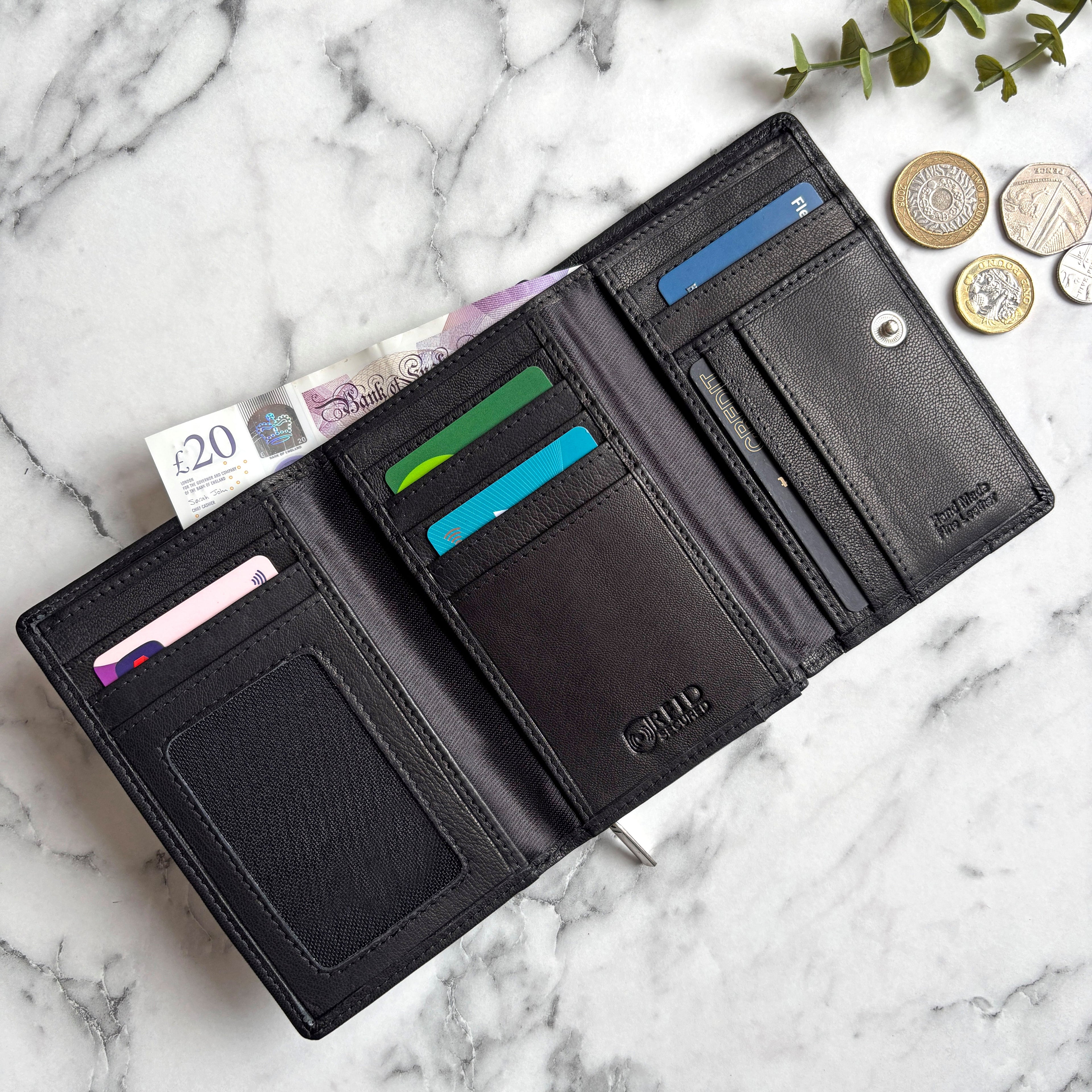 Rowallan Black Leather Purse - RFID Secure