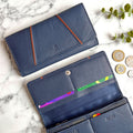 Rowallan Large Navy Leather Purse - RFID Secure