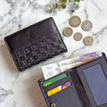 Rowallan Small Black Leather Purse - Hand Woven