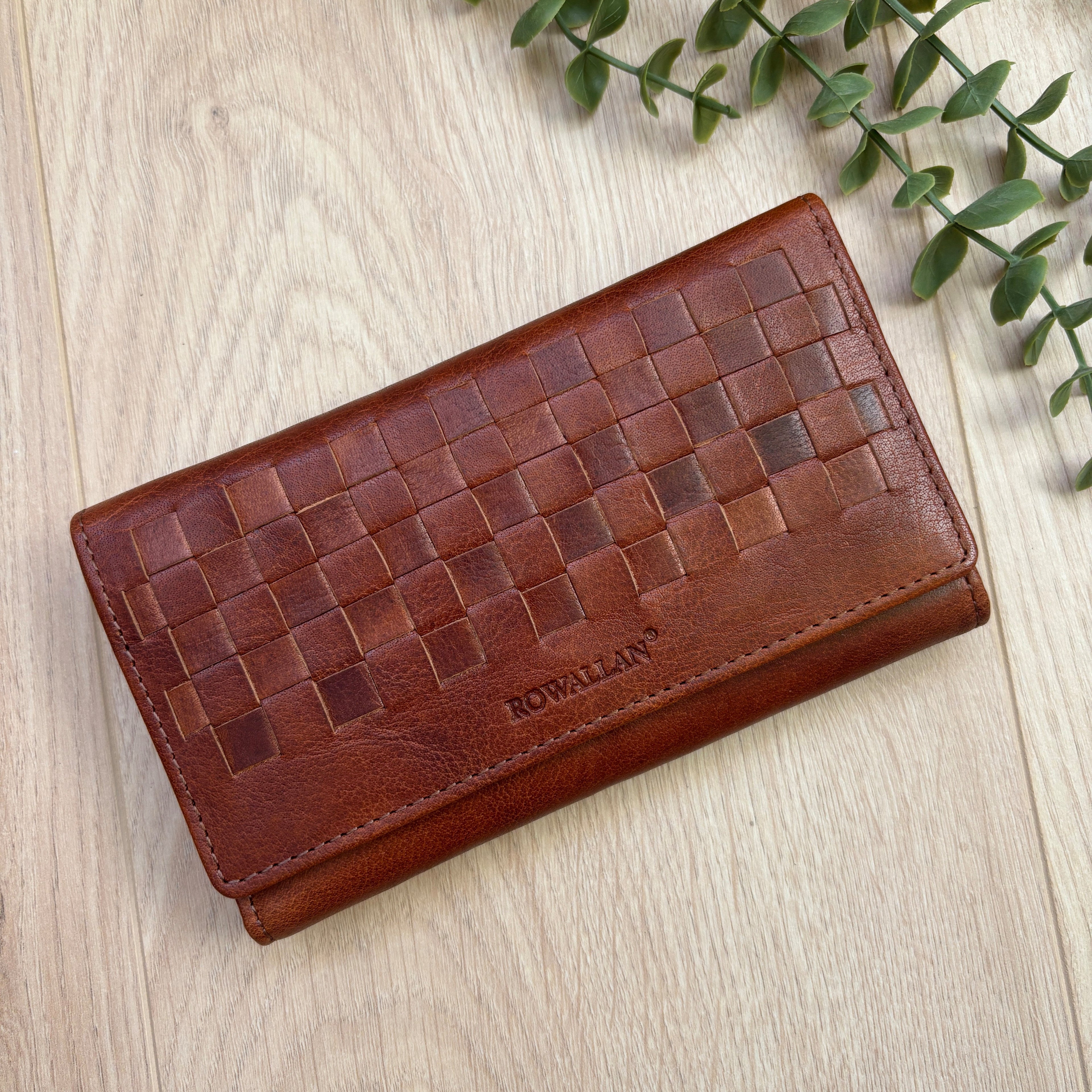 Rowallan Cognac Leather Purse - RFID Secure