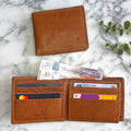 Tan Leather Wallet With Rfid Protection