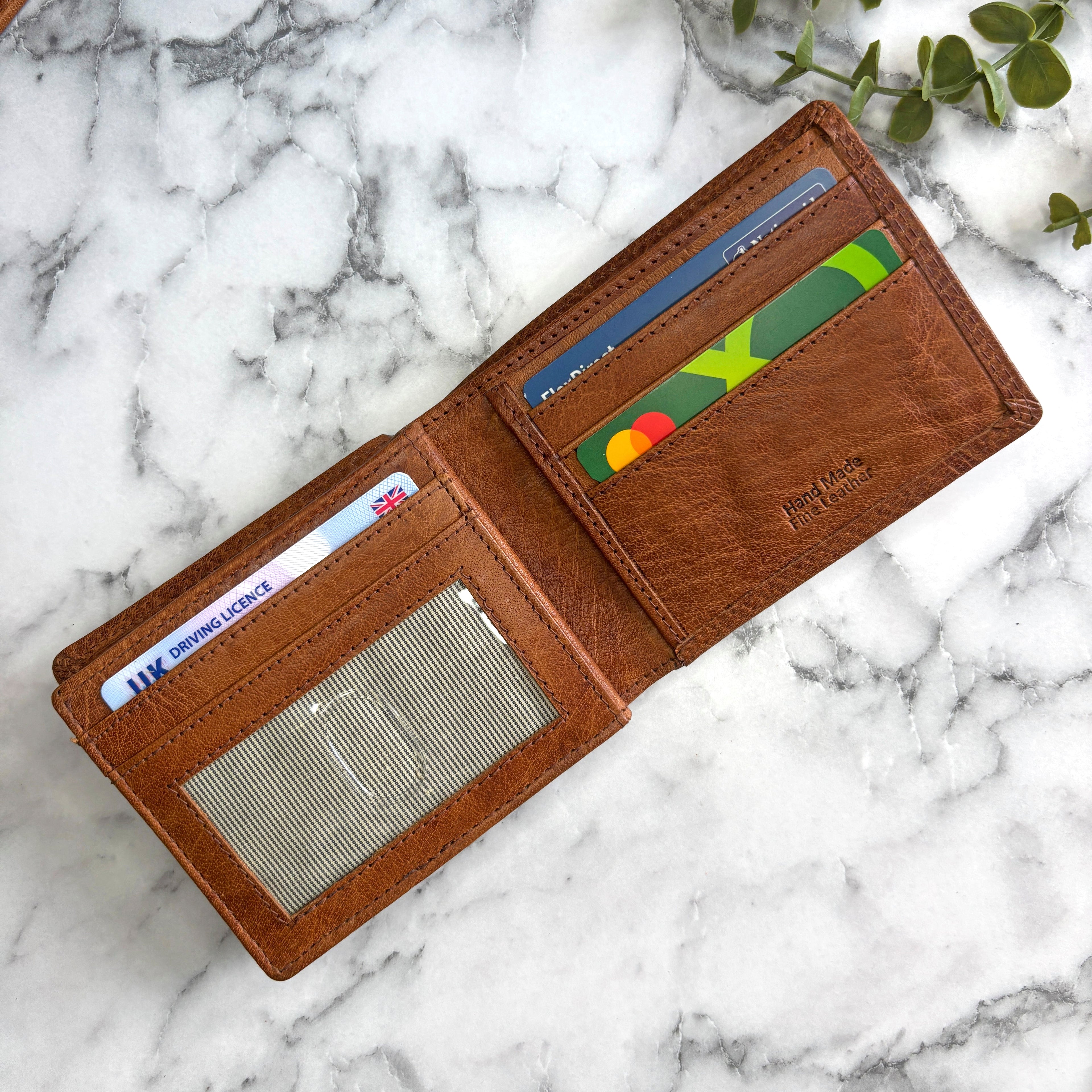 Tan Leather Wallet With Rfid Protection