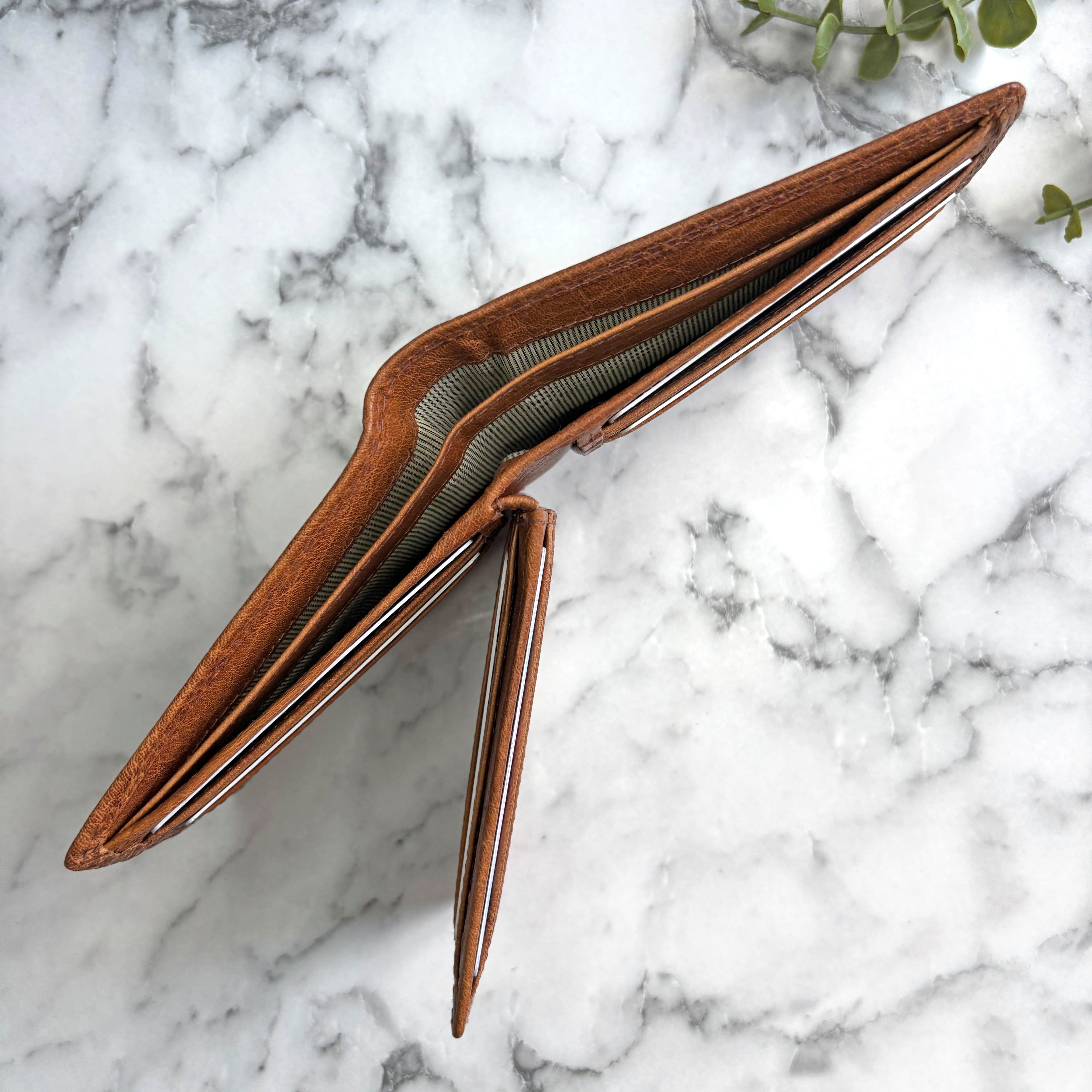 Tan Leather Wallet With Rfid Protection