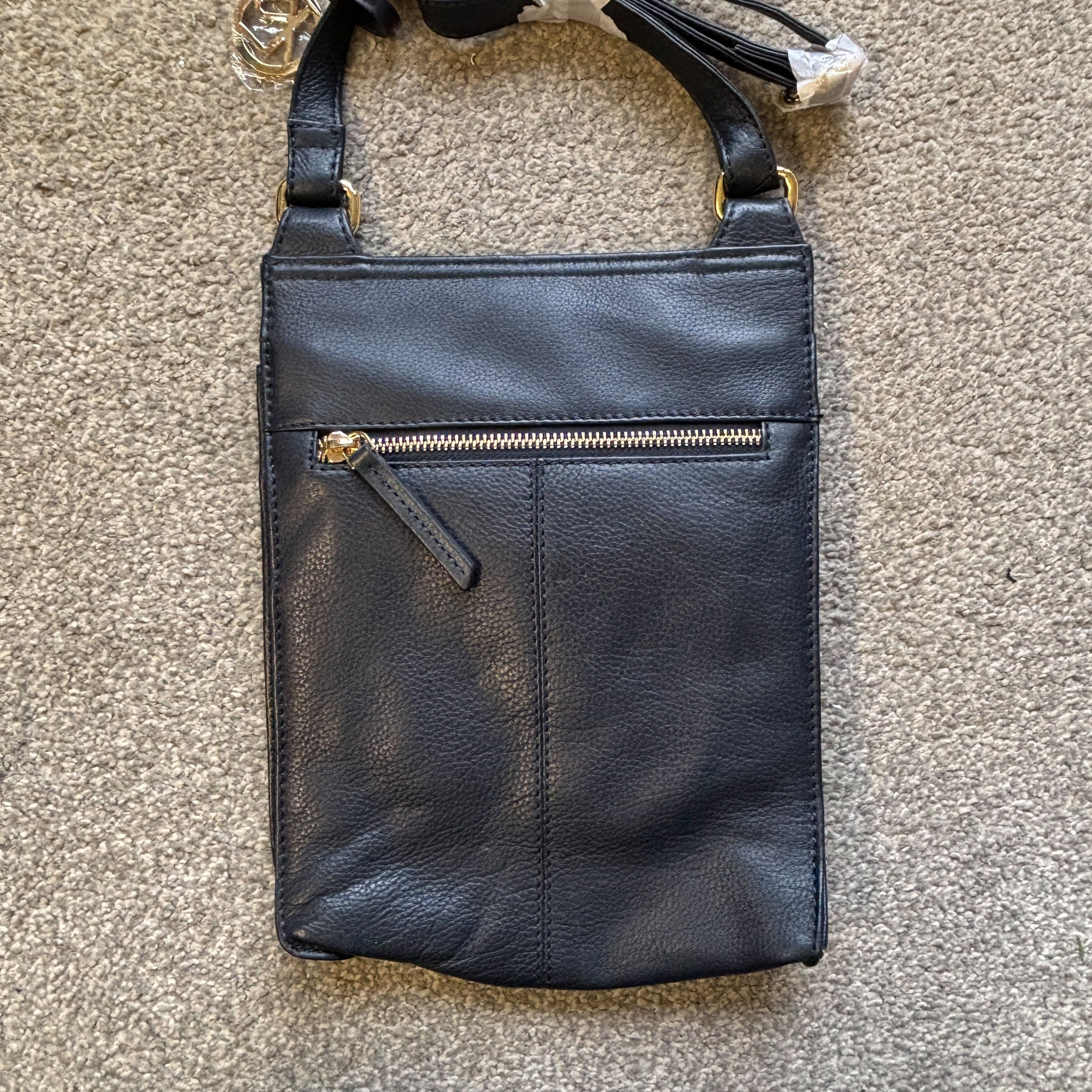 Navy Leather Cross Body Shoulder Bag