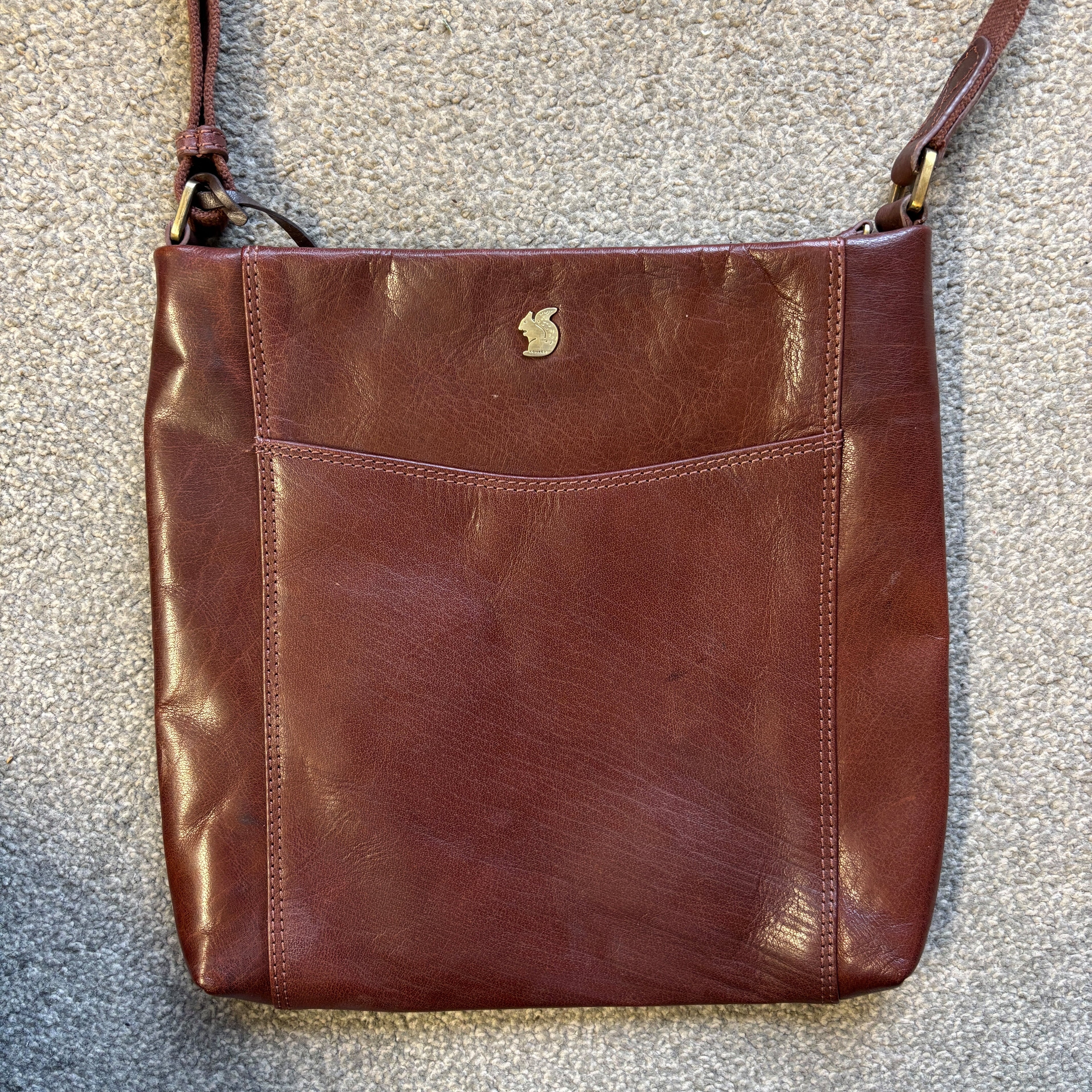 Large Brown Leather Cross Body Shoulder Bag