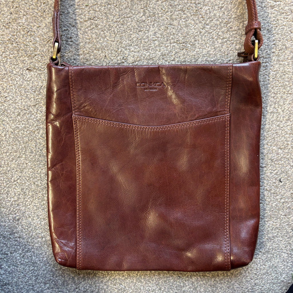 Large Brown Leather Cross Body Shoulder Bag
