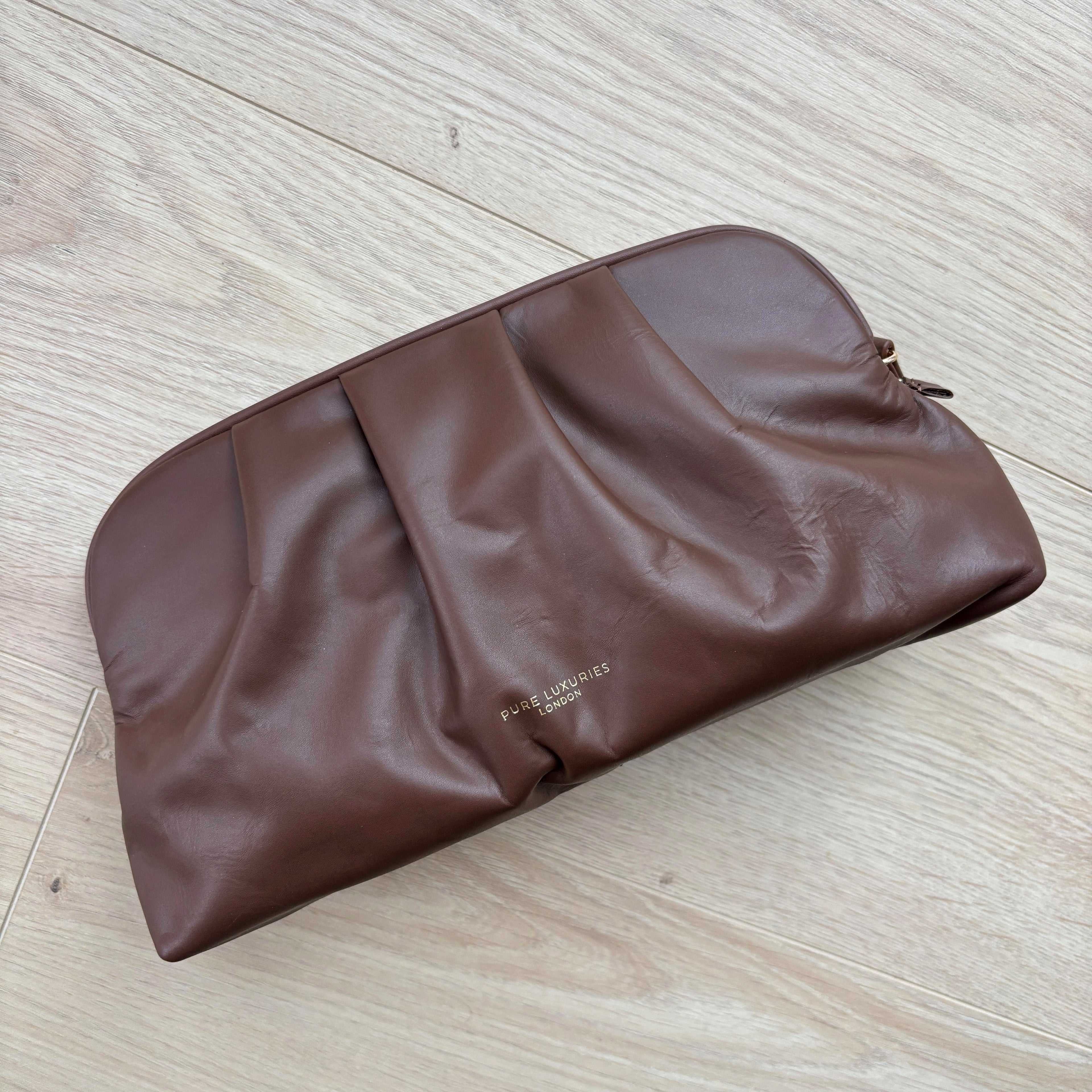 Brown Leather Shoulder Bag, Clutch Bag