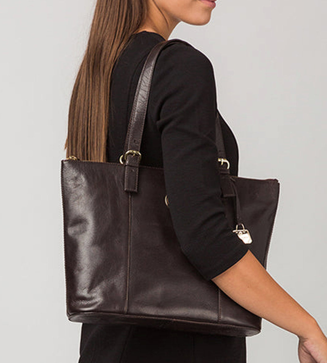 Large Brown Leather Shoulder Bag, Tote Bag