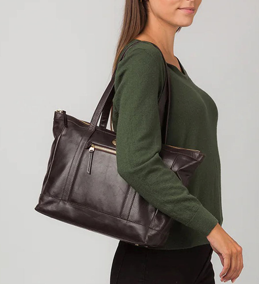 Large Dark Brown Leather Handbag, Shoulder Bag